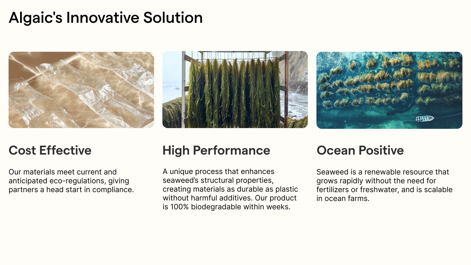 The solution: cost, performance, ocean-positive